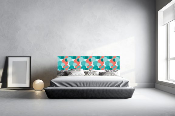 Tête de lit bulles Japonaises bleu Deluart