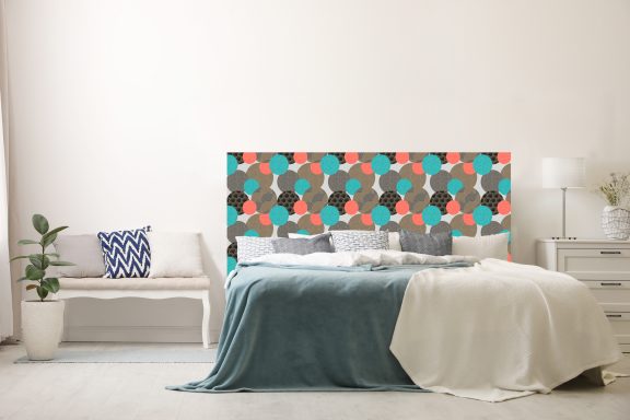 Tête de lit décor bulles Japonaises taupe Deluart