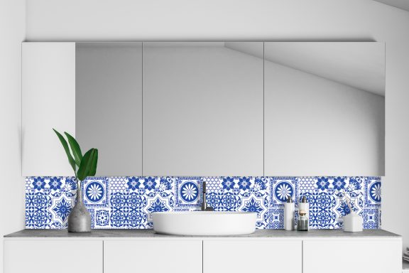 Panneau de vasque Byzance bleu et blanc Deluart