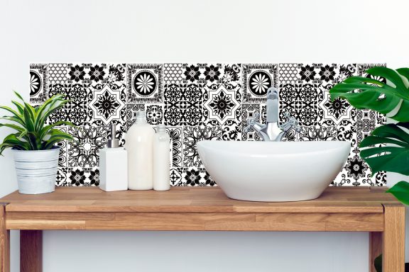 Panneau de vasque Byzance noir et blanc Deluart