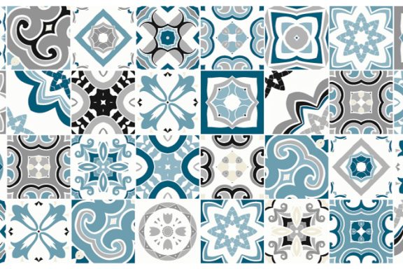 Salle de bain - Vasque / Bain - Carreaux Ibériques bleu gris