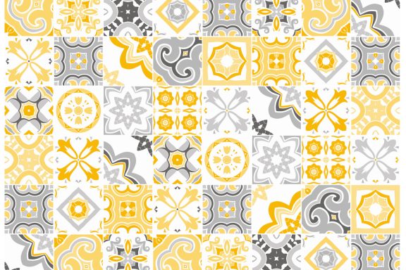 Salle de bain - Douche - Carreaux Ibériques jaune gris