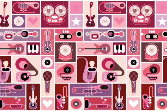 Instruments de musique mauve