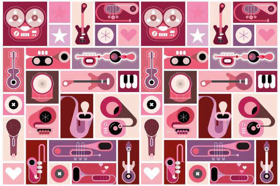 Instruments de musique mauve