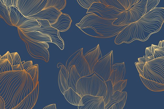 Lotus art déco bleu