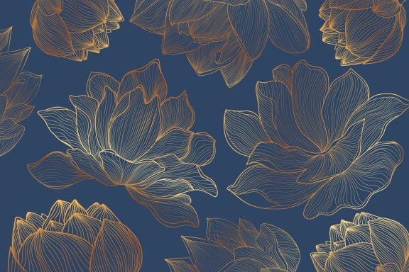 Lotus art déco bleu