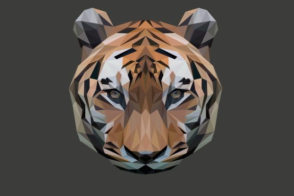 Origami tigre gris