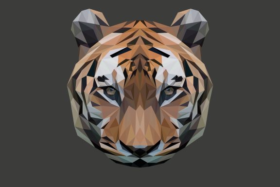 Origami tigre gris