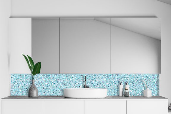 Panneau de vasque terrazzo bleu Deluart