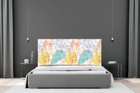 Tête de lit adolescent décor visages colorés Deluart