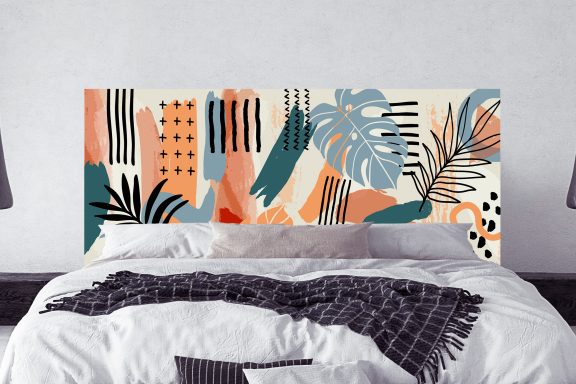 Têtes de lit - Adultes - Feuilles tropicales graphiques vintage