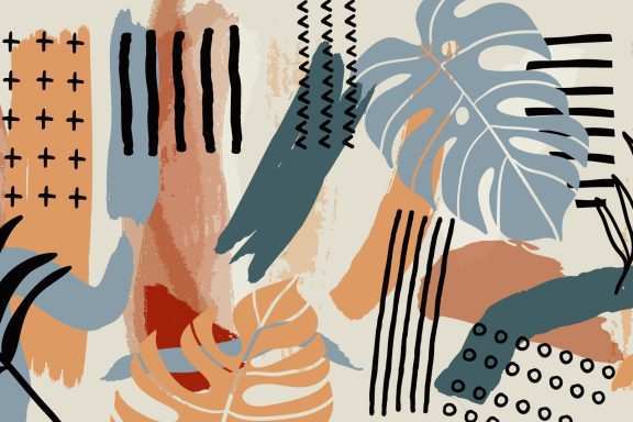 Têtes de lit - Adultes - Feuilles tropicales graphiques vintage