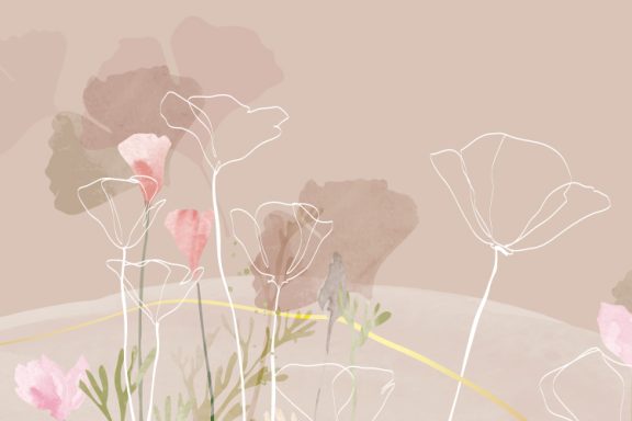 Coquelicots graphiques beige