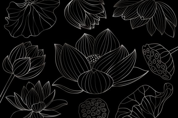 Nymphéas art déco cendre