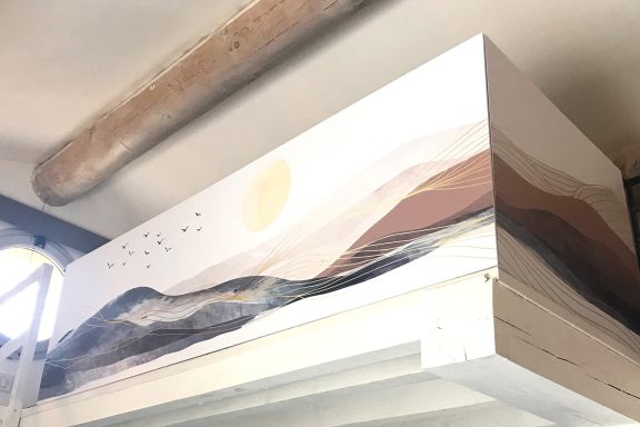 Crédence panoramique Colline et Soleil Pastel Finition Mate