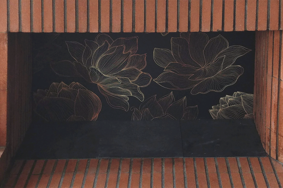 Crédence panoramique Lotus Art Décos Noir Finition Mate