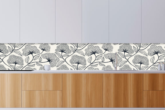 Crédences de cuisine - Panoramique - Fleurs Bleu