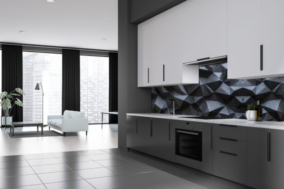 Crédences de cuisine - Panoramique - Triangles 3D